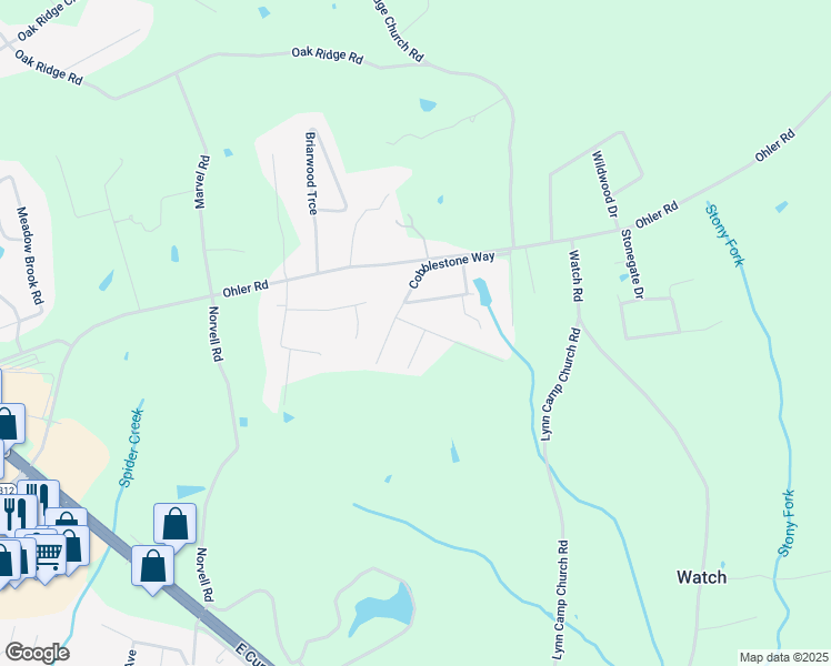 map of restaurants, bars, coffee shops, grocery stores, and more near 58 Cobblestone Way in Corbin