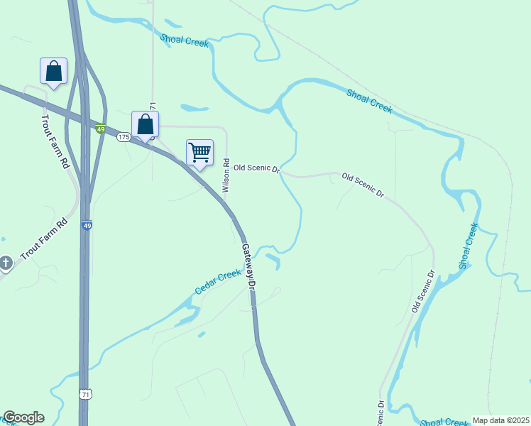 map of restaurants, bars, coffee shops, grocery stores, and more near 7425 Gateway Drive in Neosho