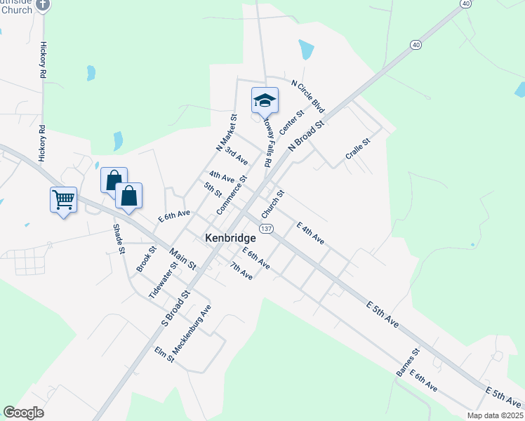 map of restaurants, bars, coffee shops, grocery stores, and more near 101-199 State Route 1138 in Kenbridge