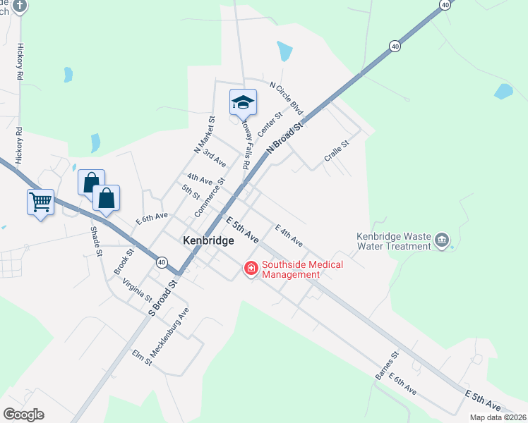 map of restaurants, bars, coffee shops, grocery stores, and more near 200-298 E 4th Ave in Kenbridge
