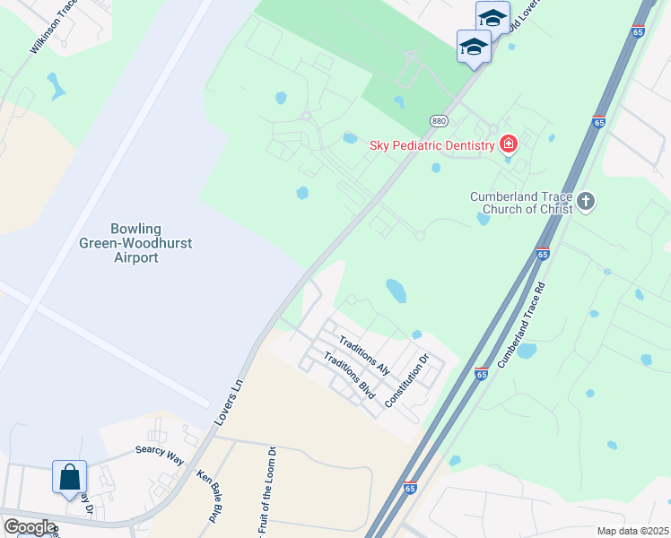 map of restaurants, bars, coffee shops, grocery stores, and more near 570 Lovers Lane in Bowling Green
