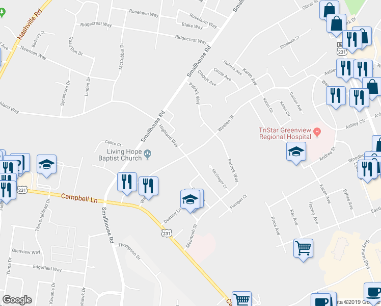 map of restaurants, bars, coffee shops, grocery stores, and more near 1619 Westen Street in Bowling Green