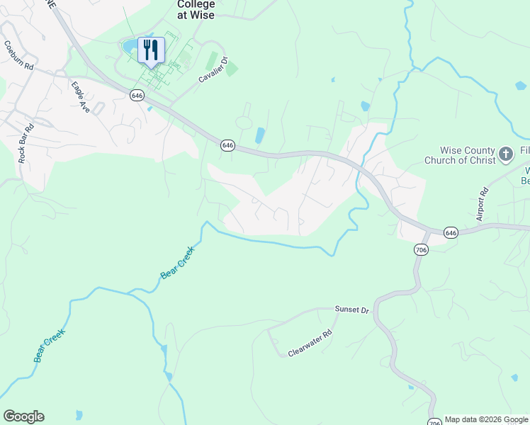 map of restaurants, bars, coffee shops, grocery stores, and more near 5515 Paramont Road in Wise