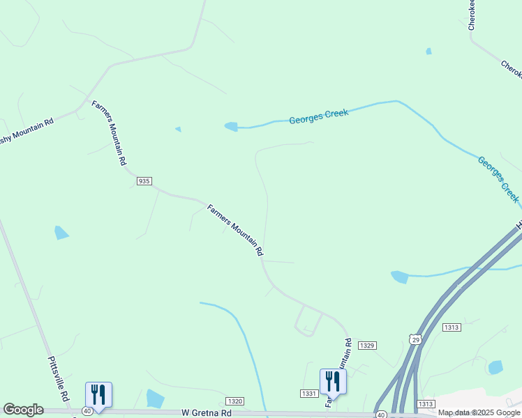 map of restaurants, bars, coffee shops, grocery stores, and more near 221 Georges Creek Road in Gretna