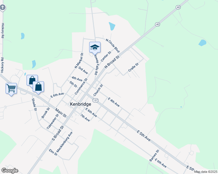 map of restaurants, bars, coffee shops, grocery stores, and more near 213 East 3rd Avenue in Kenbridge