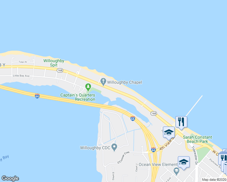 map of restaurants, bars, coffee shops, grocery stores, and more near 749 Virginia 168 in Norfolk