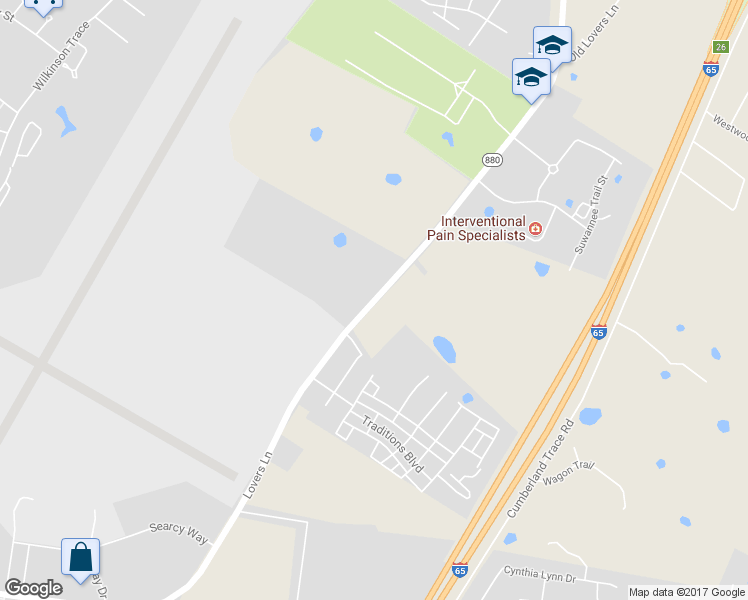 map of restaurants, bars, coffee shops, grocery stores, and more near Lovers Lane in Bowling Green