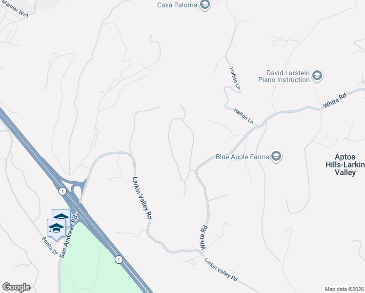 map of restaurants, bars, coffee shops, grocery stores, and more near 255 Aptos Ridge Circle in Watsonville