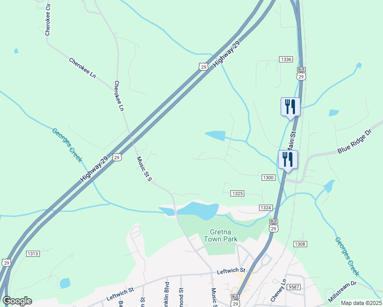 map of restaurants, bars, coffee shops, grocery stores, and more near 400 Knollwood Drive in Gretna