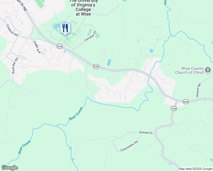 map of restaurants, bars, coffee shops, grocery stores, and more near 5515-5539 Paramont Road in Wise