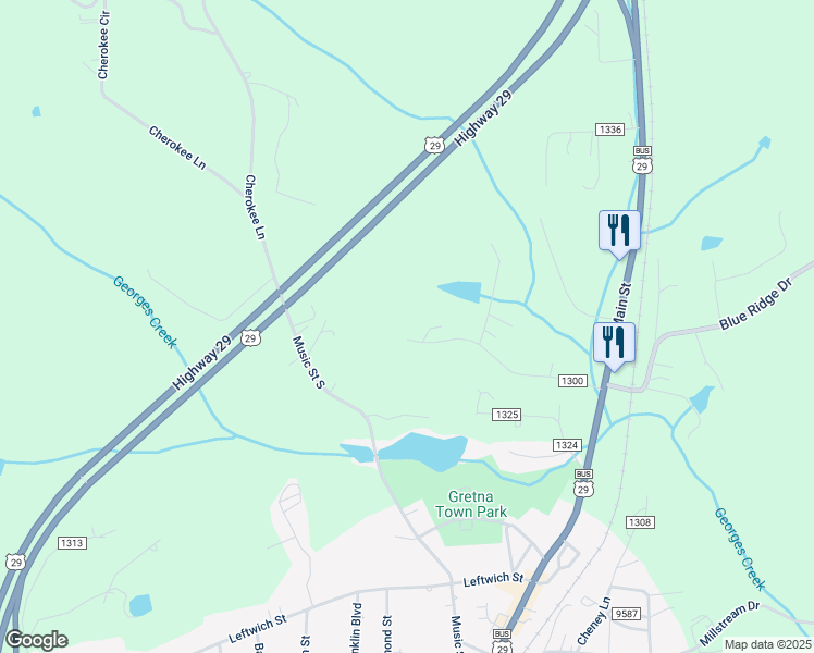 map of restaurants, bars, coffee shops, grocery stores, and more near 400 Knollwood Drive in Gretna
