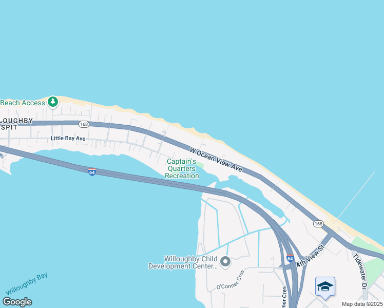 map of restaurants, bars, coffee shops, grocery stores, and more near 831 Little Bay Avenue in Norfolk