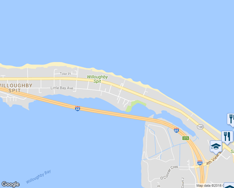 map of restaurants, bars, coffee shops, grocery stores, and more near 904 Little Bay Avenue in Norfolk