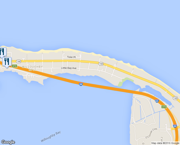 map of restaurants, bars, coffee shops, grocery stores, and more near 1026 Little Bay Avenue in Norfolk