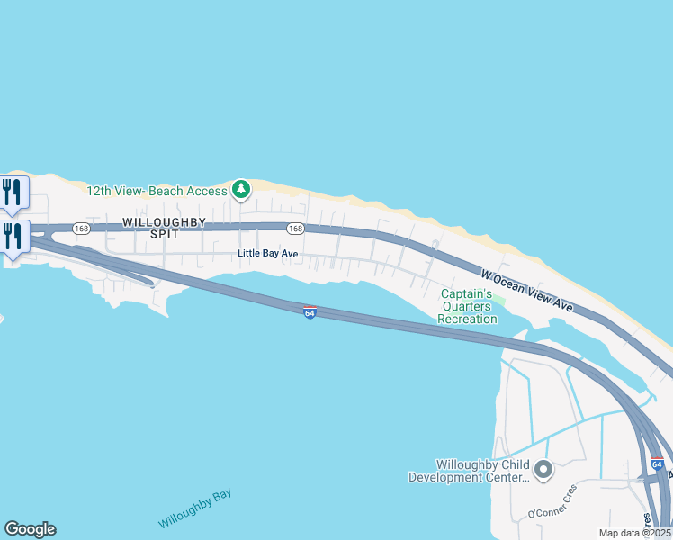 map of restaurants, bars, coffee shops, grocery stores, and more near 1026 Little Bay Avenue in Norfolk