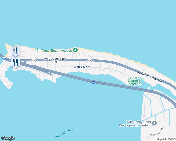 map of restaurants, bars, coffee shops, grocery stores, and more near 1124 Little Bay Avenue in Norfolk