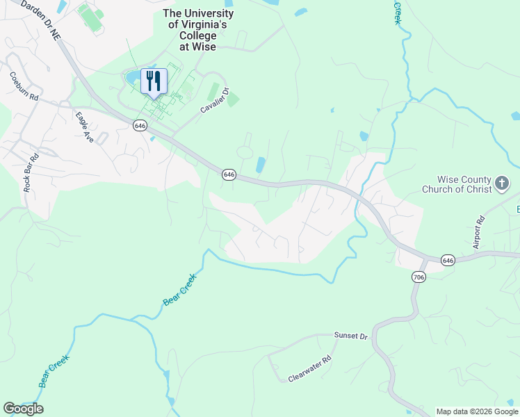 map of restaurants, bars, coffee shops, grocery stores, and more near 9560-9580 Coeburn Mountain Road in Wise