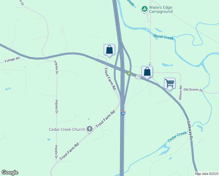 map of restaurants, bars, coffee shops, grocery stores, and more near 7192 Gateway Drive in Joplin