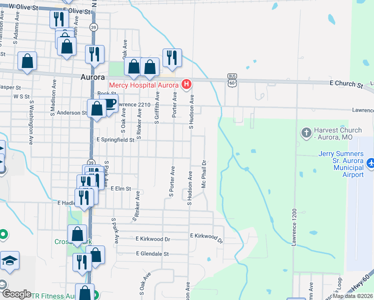 map of restaurants, bars, coffee shops, grocery stores, and more near 928 South Hudson Avenue in Aurora