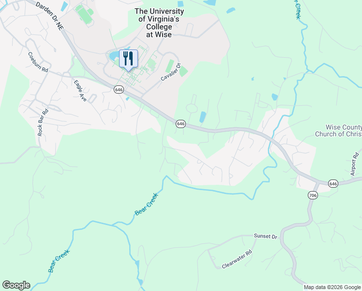 map of restaurants, bars, coffee shops, grocery stores, and more near 5552 Paramont Road in Wise