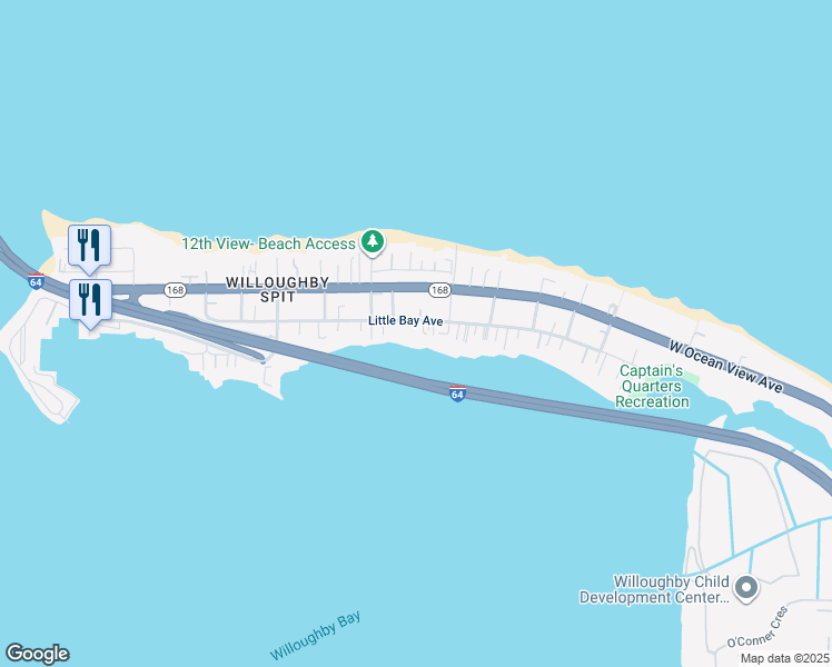 map of restaurants, bars, coffee shops, grocery stores, and more near 1125 Little Bay Avenue in Norfolk