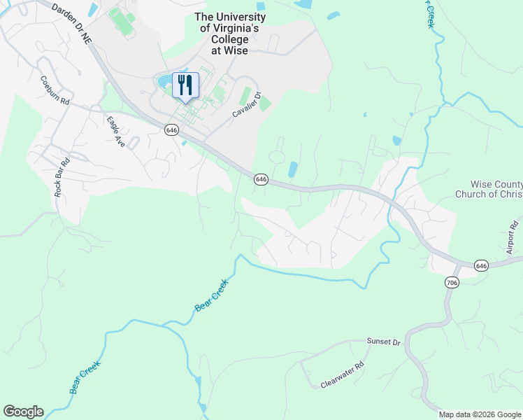 map of restaurants, bars, coffee shops, grocery stores, and more near 5552 Paramont Road in Wise