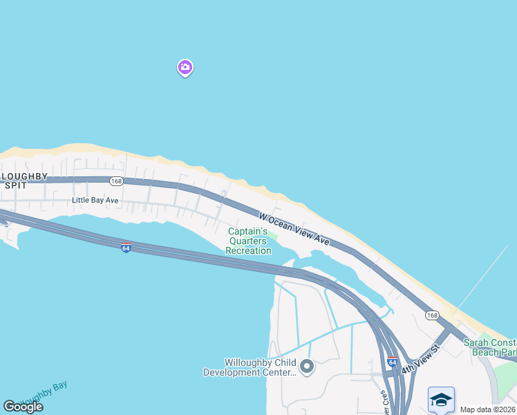 map of restaurants, bars, coffee shops, grocery stores, and more near 840 West Ocean View Avenue in Norfolk