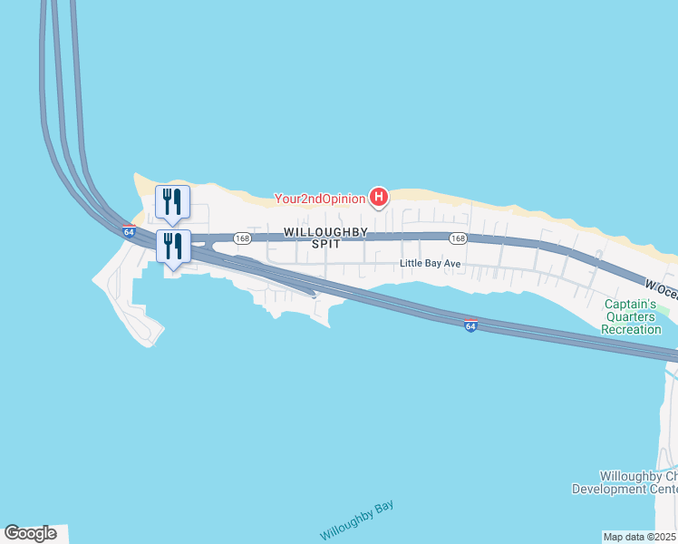 map of restaurants, bars, coffee shops, grocery stores, and more near 1281 Little Bay Avenue in Norfolk