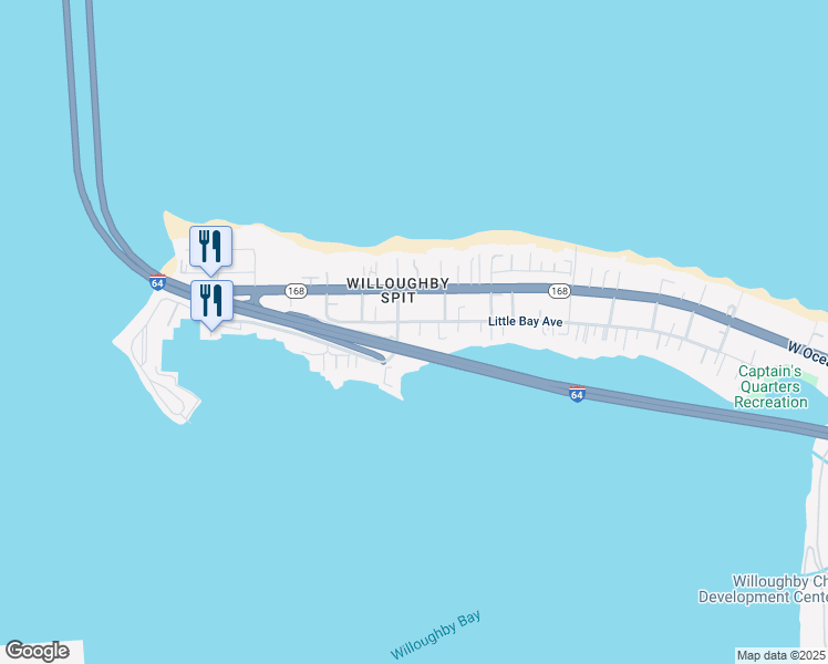 map of restaurants, bars, coffee shops, grocery stores, and more near 1267 Little Bay Avenue in Norfolk