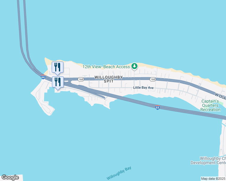 map of restaurants, bars, coffee shops, grocery stores, and more near 1281 Little Bay Avenue in Norfolk