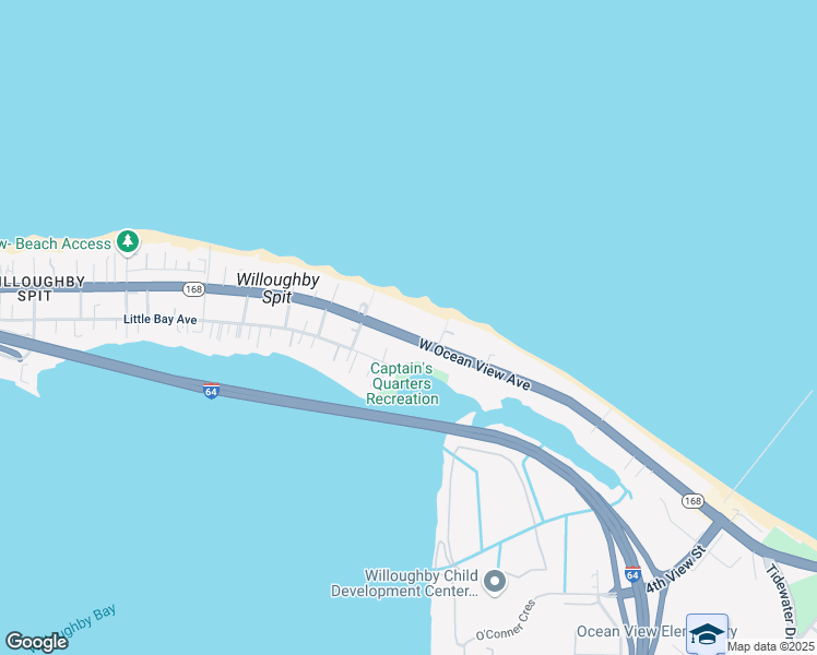 map of restaurants, bars, coffee shops, grocery stores, and more near 840 West Ocean View Avenue in Norfolk