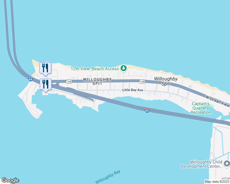 map of restaurants, bars, coffee shops, grocery stores, and more near 1229 Little Bay Avenue in Norfolk