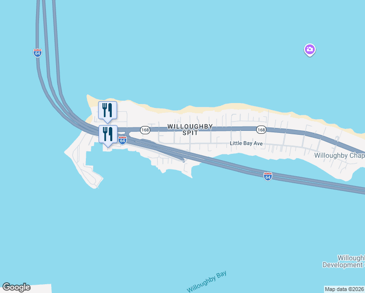 map of restaurants, bars, coffee shops, grocery stores, and more near 1305 Little Bay Avenue in Norfolk