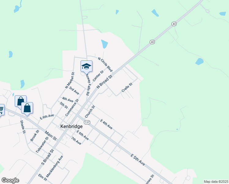 map of restaurants, bars, coffee shops, grocery stores, and more near 301 Cralle Street in Kenbridge