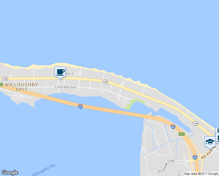 map of restaurants, bars, coffee shops, grocery stores, and more near 9634 Salem Street in Norfolk