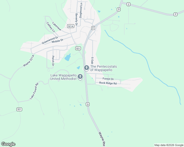 map of restaurants, bars, coffee shops, grocery stores, and more near Whispering Hills Lane in Puxico