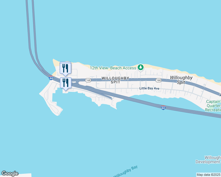 map of restaurants, bars, coffee shops, grocery stores, and more near 1305 Little Bay Avenue in Norfolk