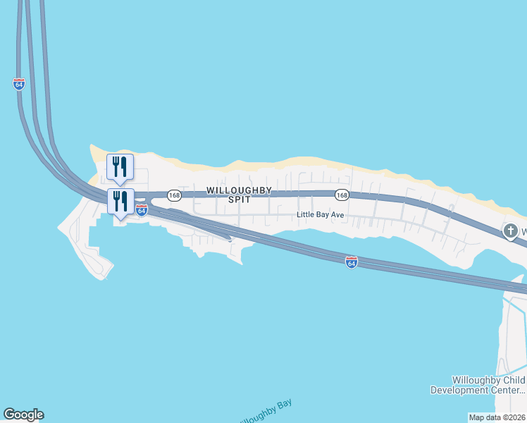 map of restaurants, bars, coffee shops, grocery stores, and more near 1267 Little Bay Avenue in Norfolk