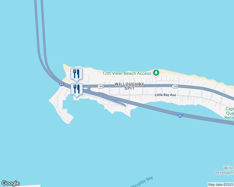 map of restaurants, bars, coffee shops, grocery stores, and more near 1346 Little Bay Avenue in Norfolk