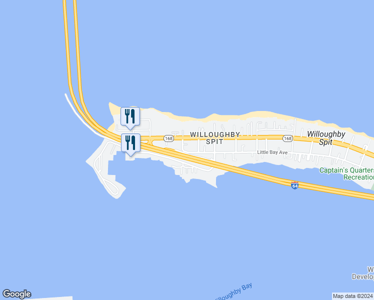 map of restaurants, bars, coffee shops, grocery stores, and more near 1346 Little Bay Avenue in Norfolk