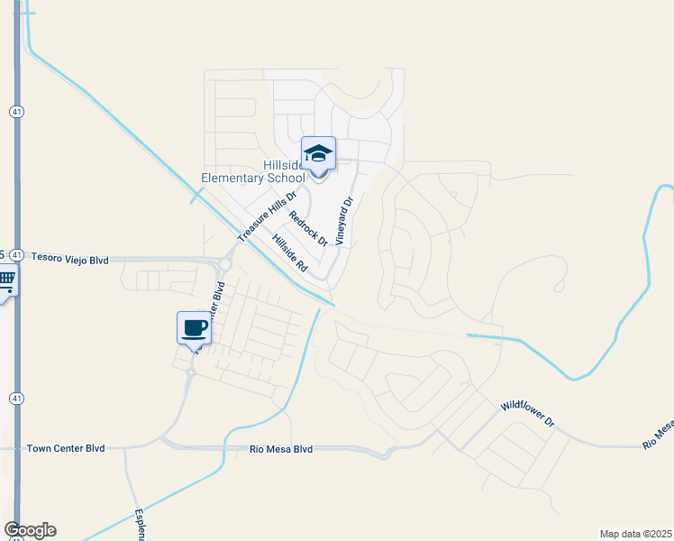 map of restaurants, bars, coffee shops, grocery stores, and more near 4253 Vineyard Drive in Madera