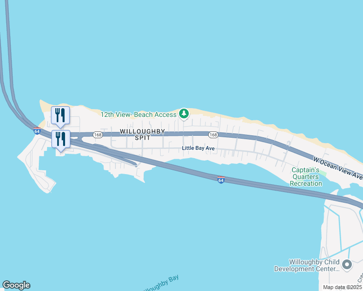 map of restaurants, bars, coffee shops, grocery stores, and more near 1200 Little Bay Avenue in Norfolk