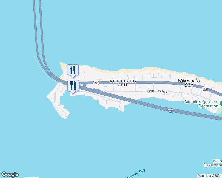 map of restaurants, bars, coffee shops, grocery stores, and more near 1336 Little Bay Avenue in Norfolk