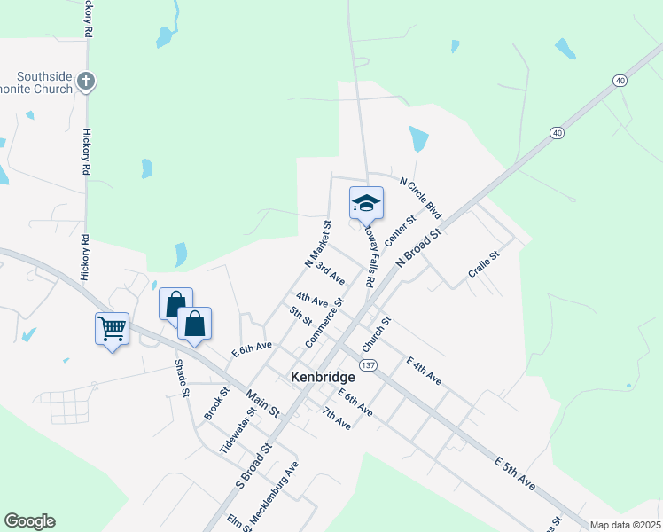 map of restaurants, bars, coffee shops, grocery stores, and more near 226 3rd Avenue in Kenbridge
