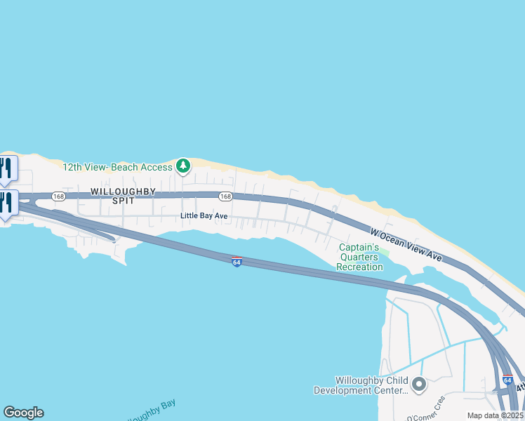 map of restaurants, bars, coffee shops, grocery stores, and more near 9630 Worth Street in Norfolk