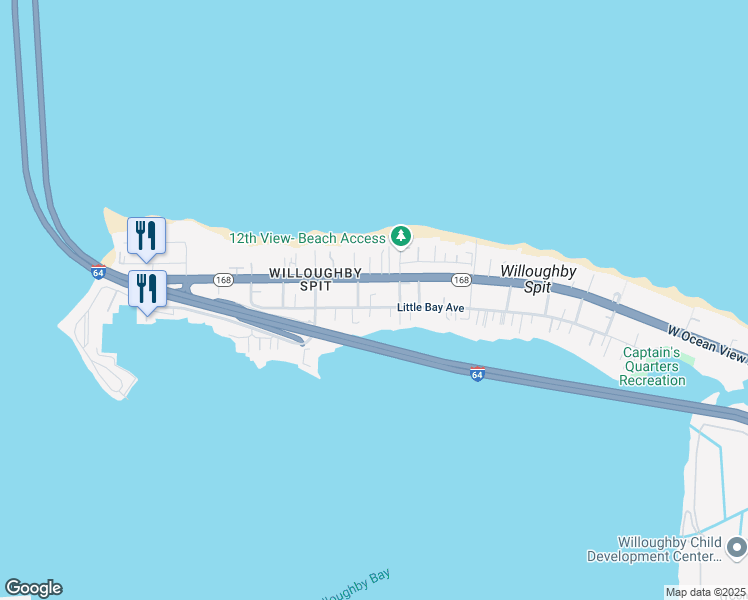 map of restaurants, bars, coffee shops, grocery stores, and more near 1229 Little Bay Avenue in Norfolk