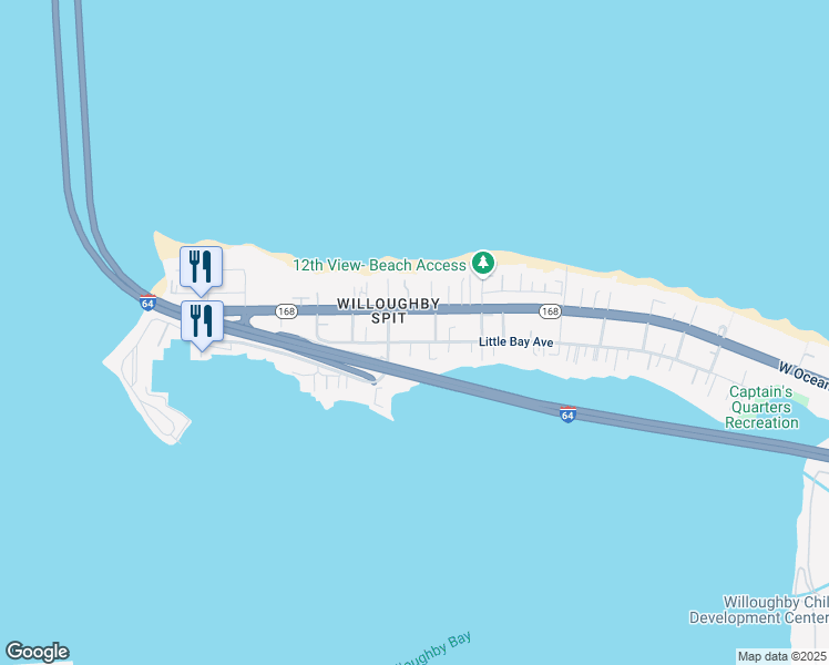 map of restaurants, bars, coffee shops, grocery stores, and more near 1267 Little Bay Avenue in Norfolk