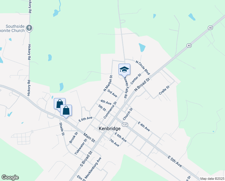 map of restaurants, bars, coffee shops, grocery stores, and more near 226 3rd Avenue in Kenbridge