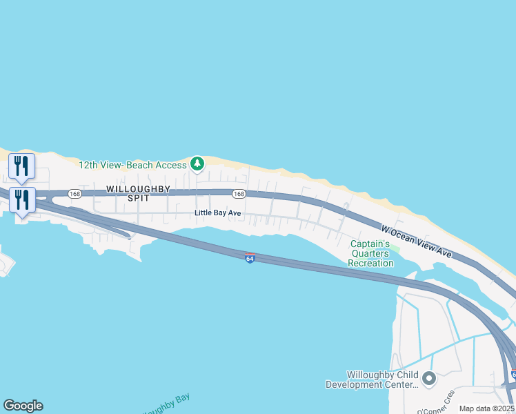 map of restaurants, bars, coffee shops, grocery stores, and more near 1056 Little Bay Avenue in Norfolk