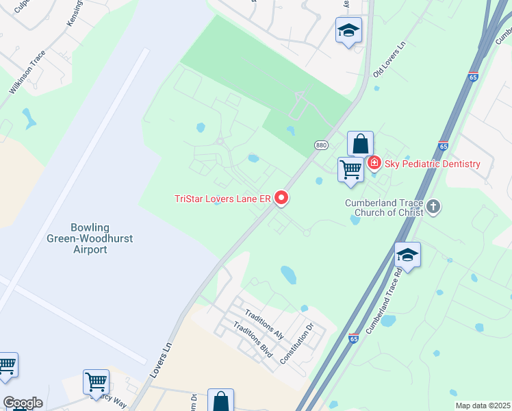 map of restaurants, bars, coffee shops, grocery stores, and more near 541 Lovers Lane in Bowling Green